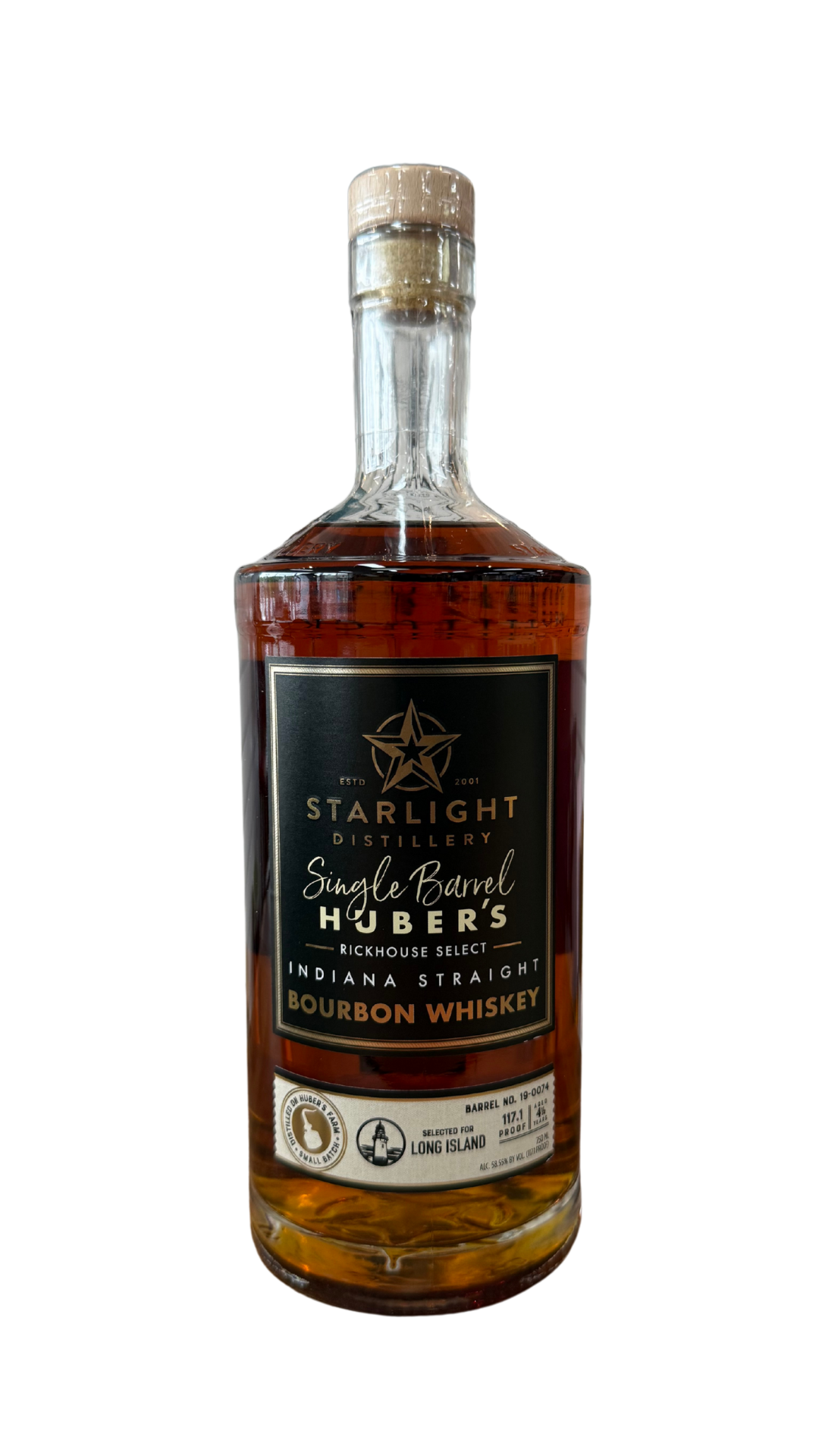 Starlight Indiana Straight Bourbon Whiskey, Single Barrel, “Long Island” bottle