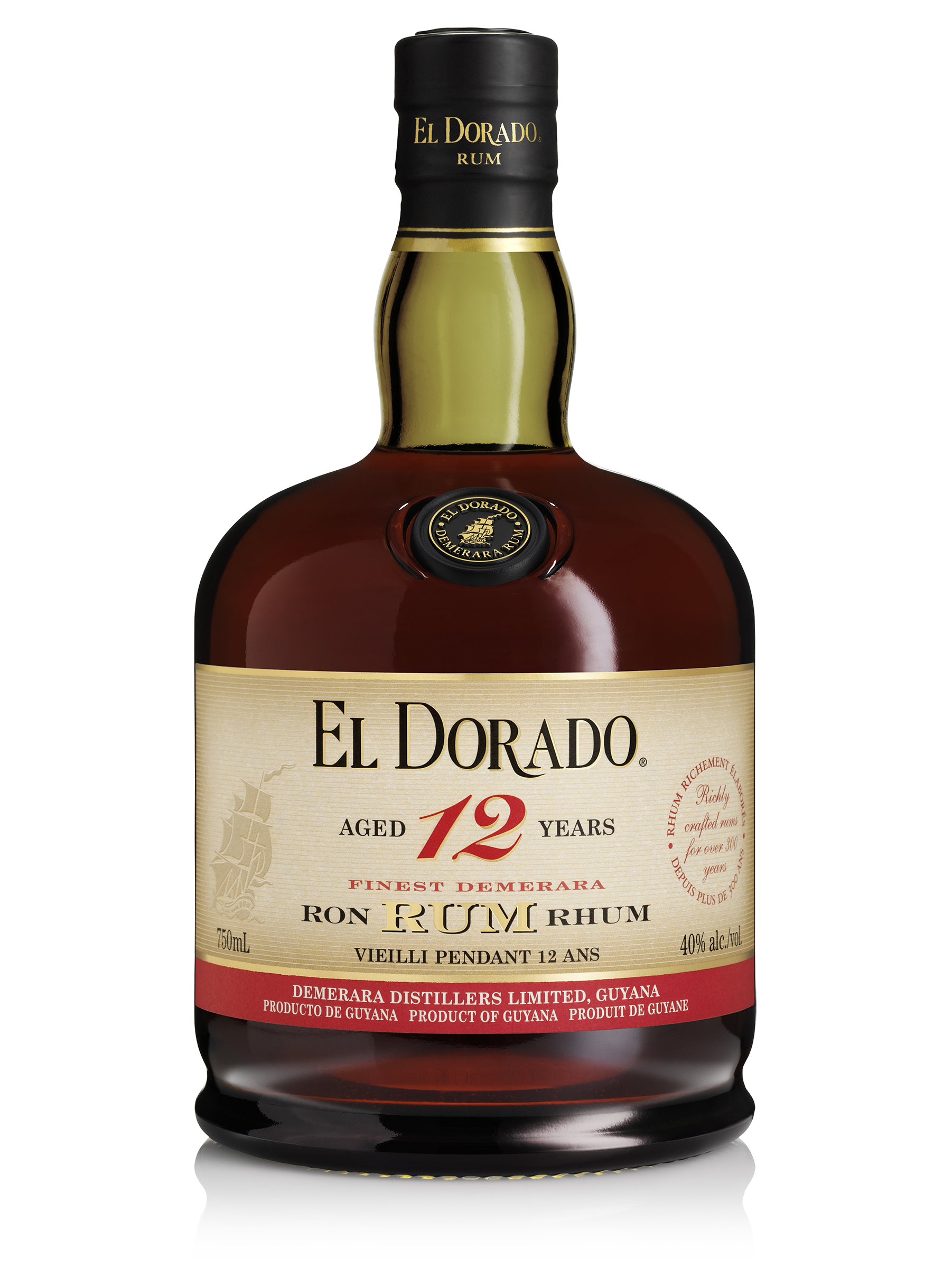Super Premium 12 Year Old Rum, El Dorado bottle